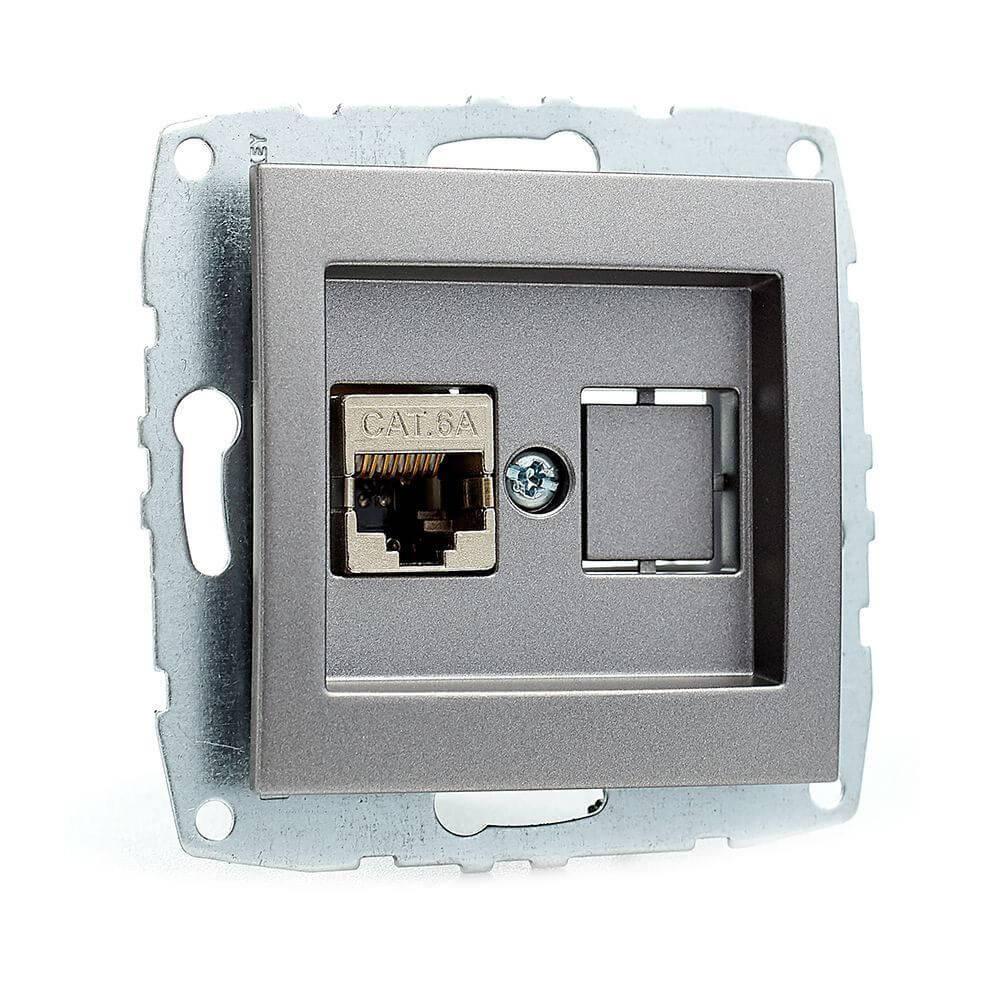 Розетка компьютерная Rj45 Cat6 Mono Electric Despina/ Larissa антрацит 500-002405-125