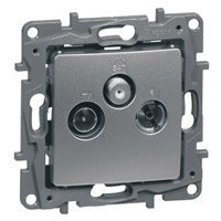 Розетка TV/R/SAT - 2 дБ - 0-2400 мГц - Etika - алюминий