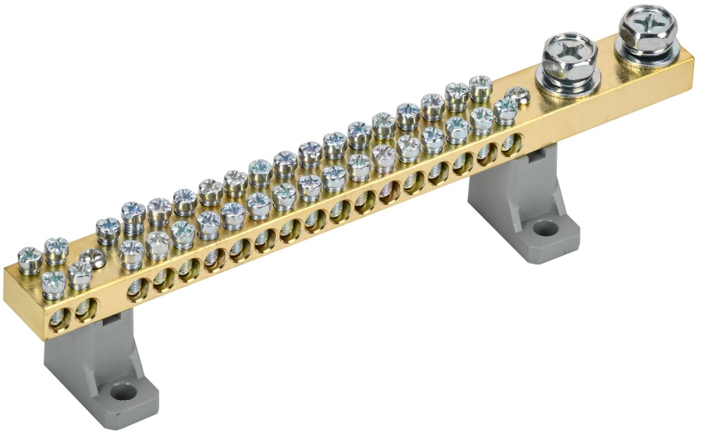 Шина N ноль на двух угловых изоляторах 200А Ш НИ-10х18-36-L2-С